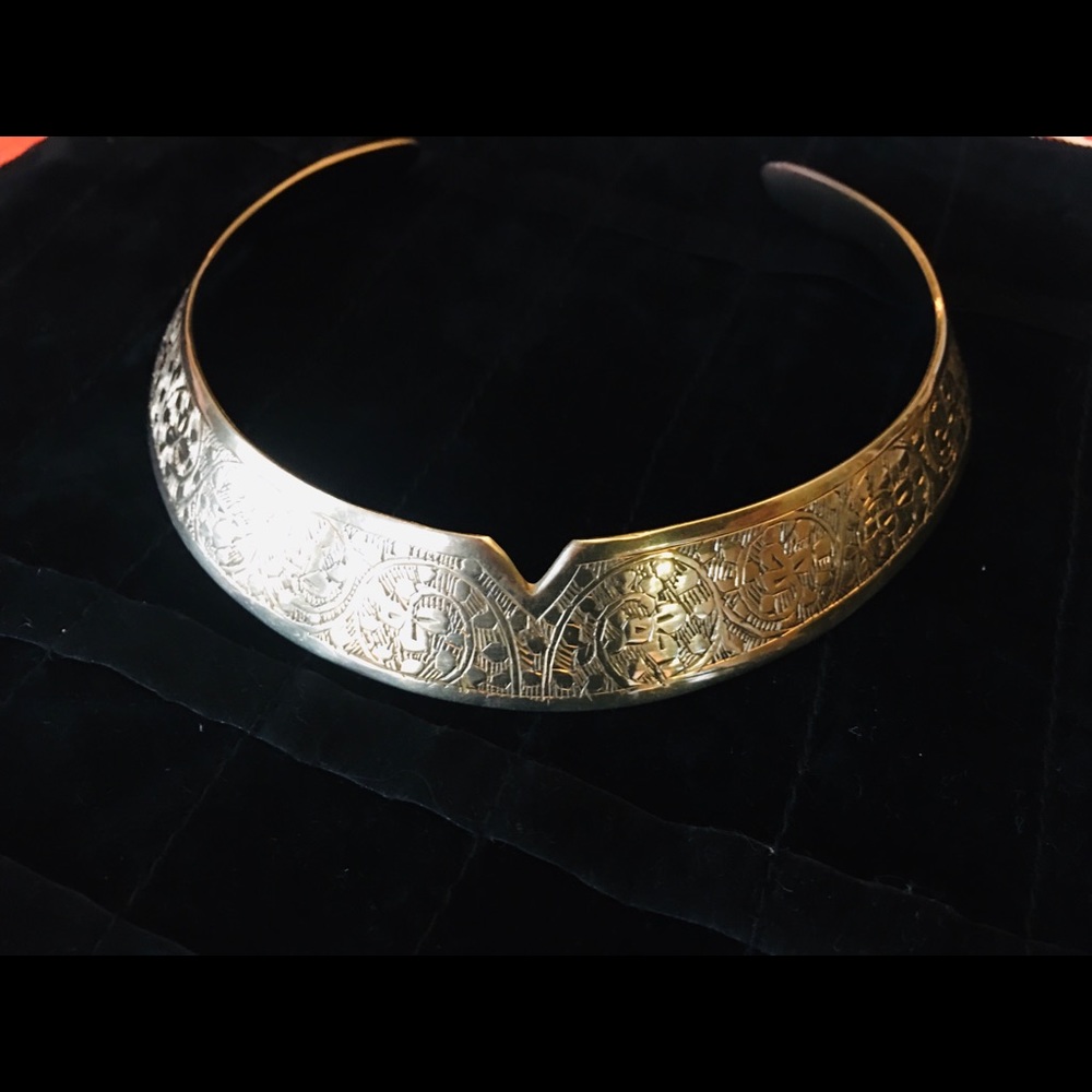 Vintage Brass Etched Collar Choker